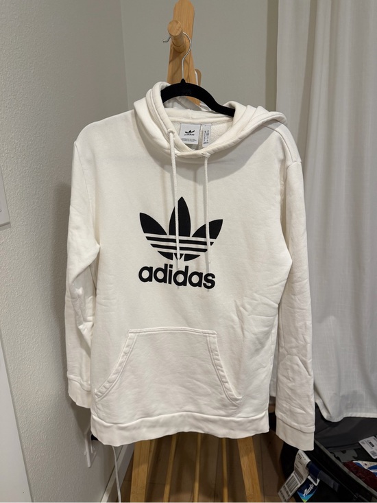 adidas Other - adidas White Hoodie with Black Trefoil Logo